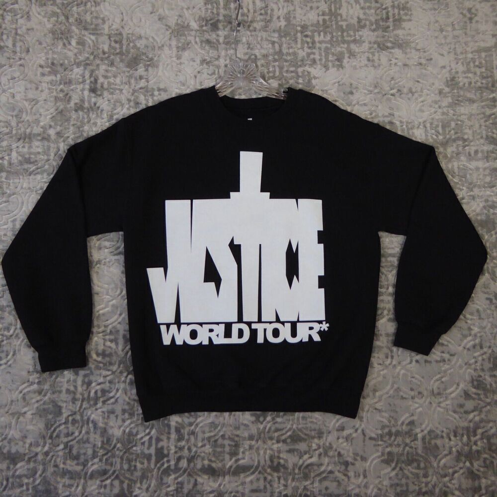 Justin Bieber Sweatshirt Adult Medium Black Justice World Tour 2022 Crewneck